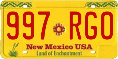 NM license plate 997RGO