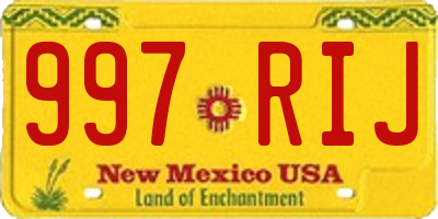 NM license plate 997RIJ