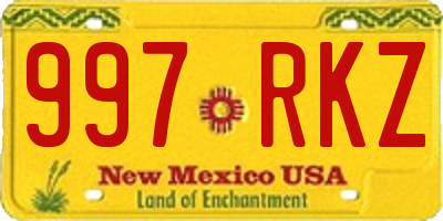 NM license plate 997RKZ
