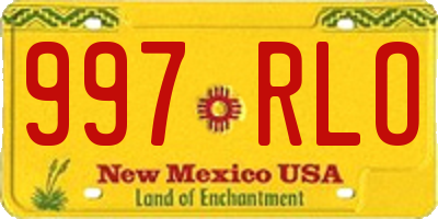 NM license plate 997RLO