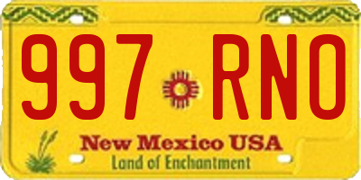 NM license plate 997RNO