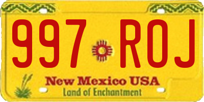 NM license plate 997ROJ