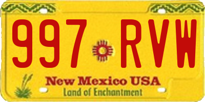 NM license plate 997RVW
