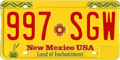NM license plate 997SGW