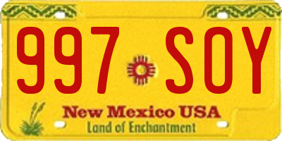 NM license plate 997SOY