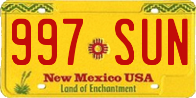 NM license plate 997SUN
