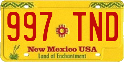 NM license plate 997TND