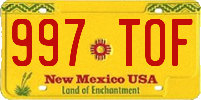 NM license plate 997TOF