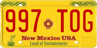 NM license plate 997TOG