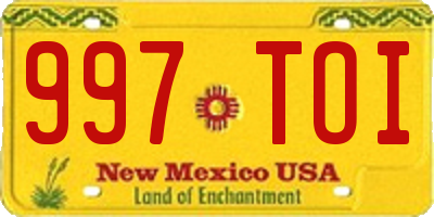 NM license plate 997TOI