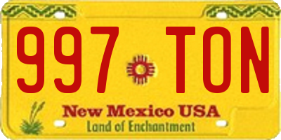 NM license plate 997TON