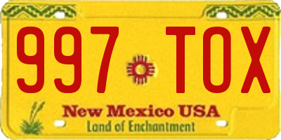 NM license plate 997TOX