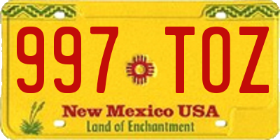 NM license plate 997TOZ