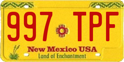 NM license plate 997TPF