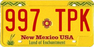 NM license plate 997TPK
