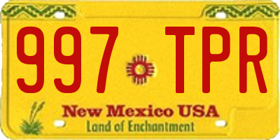 NM license plate 997TPR