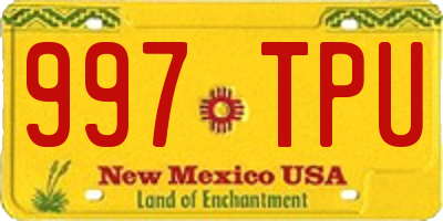 NM license plate 997TPU