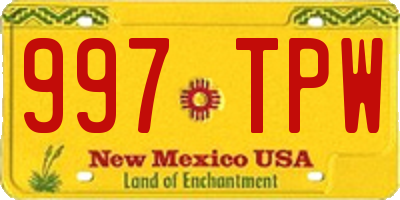 NM license plate 997TPW