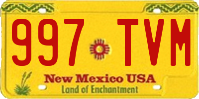 NM license plate 997TVM