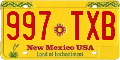 NM license plate 997TXB