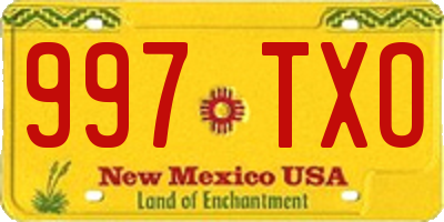 NM license plate 997TXO