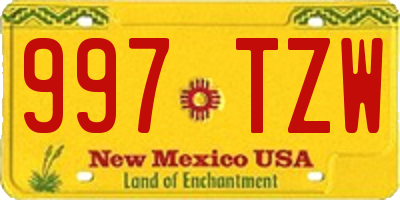 NM license plate 997TZW