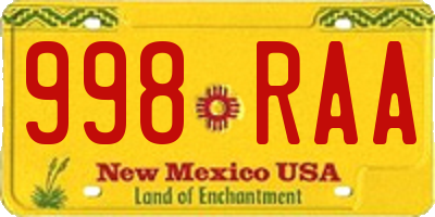 NM license plate 998RAA