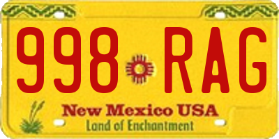 NM license plate 998RAG