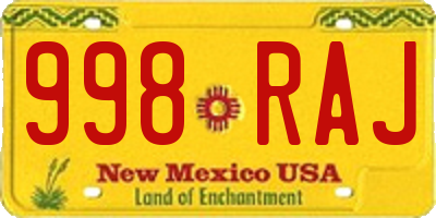 NM license plate 998RAJ