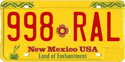 NM license plate 998RAL