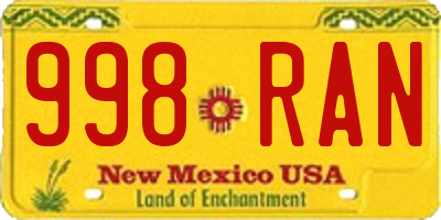 NM license plate 998RAN