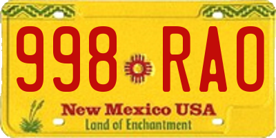 NM license plate 998RAO