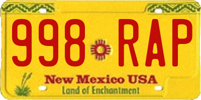 NM license plate 998RAP