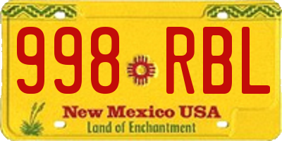 NM license plate 998RBL