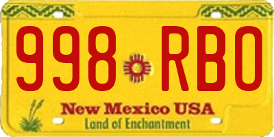 NM license plate 998RBO