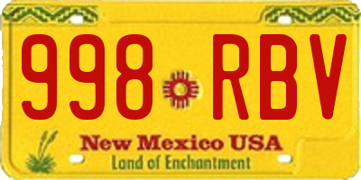 NM license plate 998RBV
