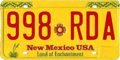 NM license plate 998RDA