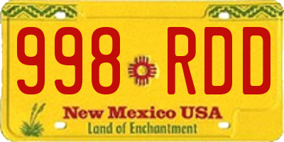 NM license plate 998RDD
