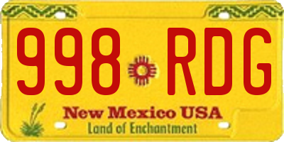 NM license plate 998RDG