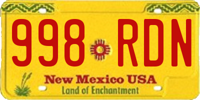NM license plate 998RDN