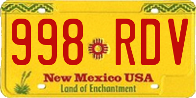 NM license plate 998RDV