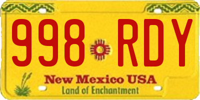 NM license plate 998RDY