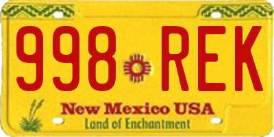 NM license plate 998REK