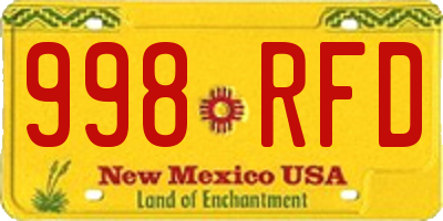 NM license plate 998RFD