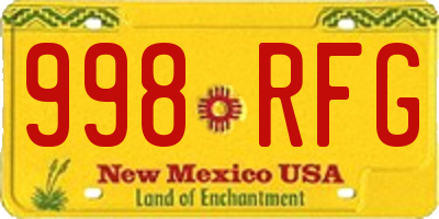 NM license plate 998RFG