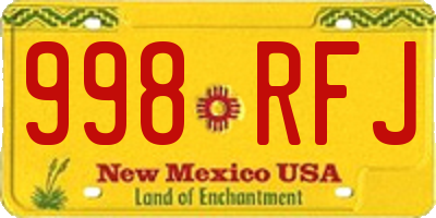 NM license plate 998RFJ