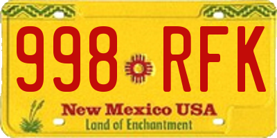 NM license plate 998RFK