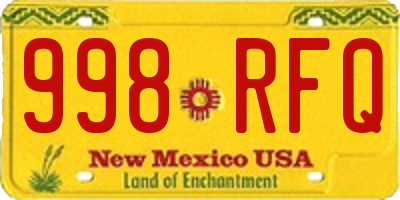 NM license plate 998RFQ