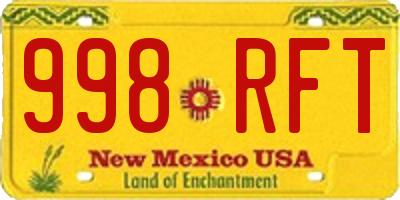 NM license plate 998RFT