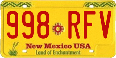 NM license plate 998RFV